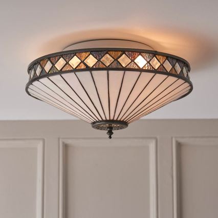 Endon 64145 - Taklampa Tiffany FARGO 2xE27/60W/230V Ø 41,5 cm