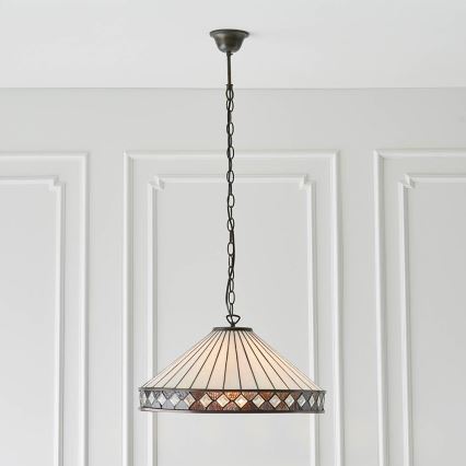 Endon 64147 - Taklampa med kedja Tiffany FARGO 1xE27/60W/230V Ø 50 cm