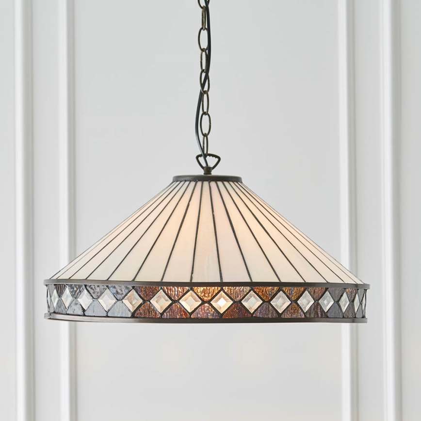 Endon 64147 - Taklampa med kedja Tiffany FARGO 1xE27/60W/230V Ø 50 cm