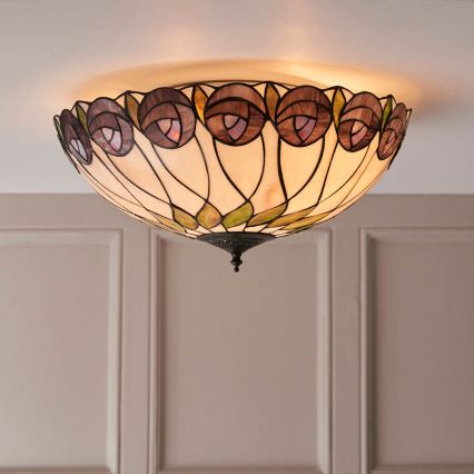 Endon 64173 - Tiffany-taklampa HUTCHINSON 2x E27/60W/230V Ø 50 cm