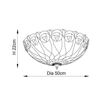 Endon 64173 - Tiffany-taklampa HUTCHINSON 2x E27/60W/230V Ø 50 cm