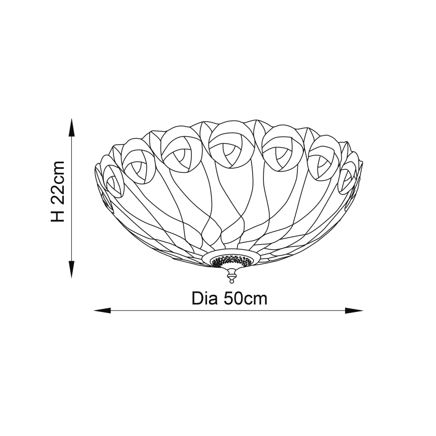 Endon 64173 - Tiffany-taklampa HUTCHINSON 2x E27/60W/230V Ø 50 cm