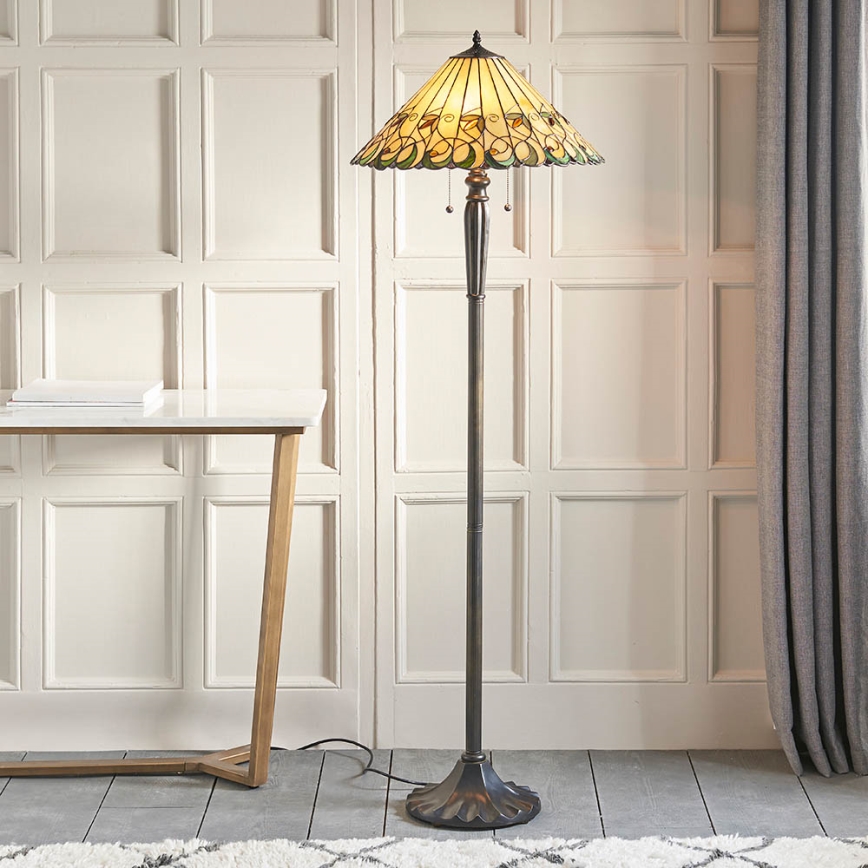 Endon 64192 - Golvlampa JAMELIA 2xE27/60W/230V Ø 50 cm