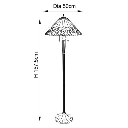 Endon 64192 - Golvlampa JAMELIA 2xE27/60W/230V Ø 50 cm