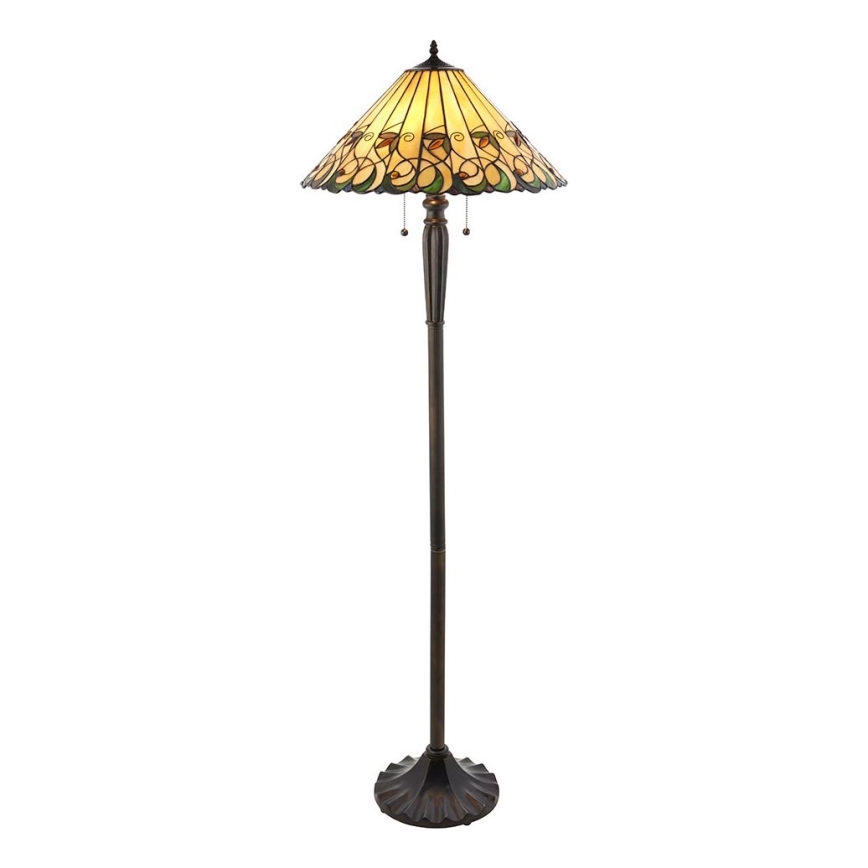 Endon 64192 - Golvlampa Tiffany JAMELIA 2xE27/60W/230V Ø 50 cm
