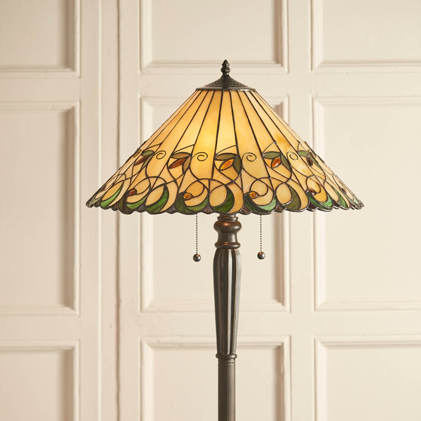 Endon 64192 - Golvlampa Tiffany JAMELIA 2xE27/60W/230V Ø 50 cm