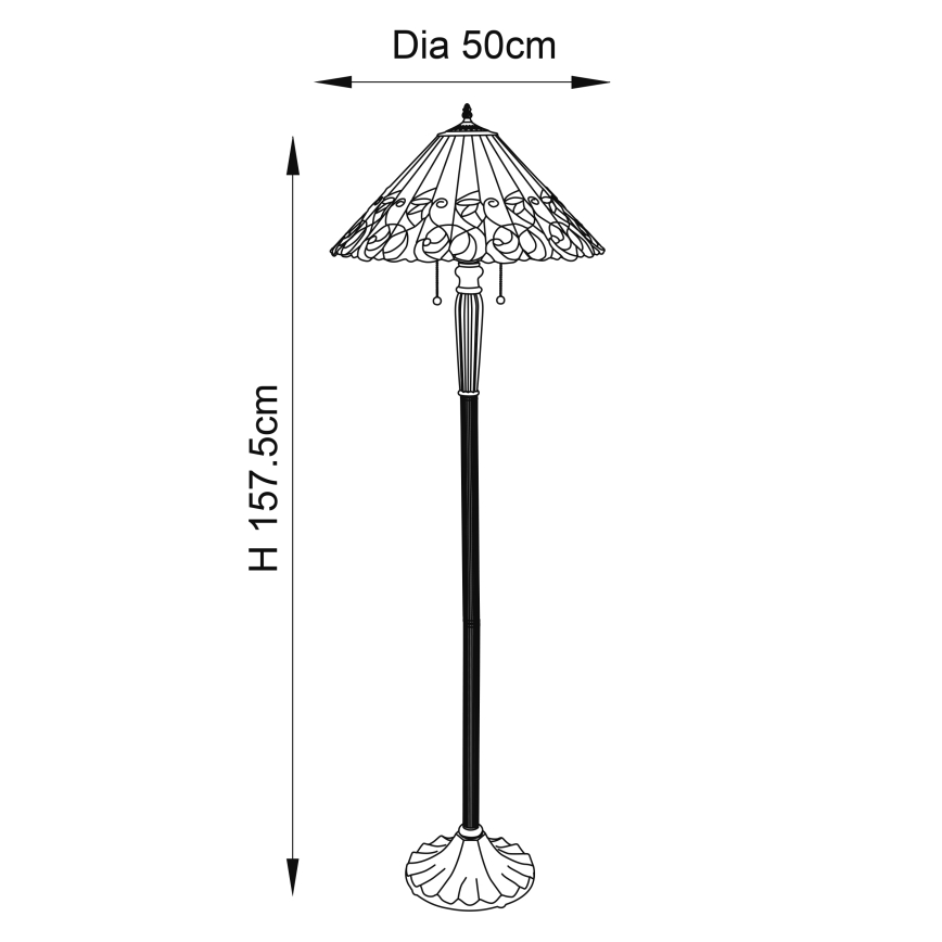 Endon 64192 - Golvlampa Tiffany JAMELIA 2xE27/60W/230V Ø 50 cm