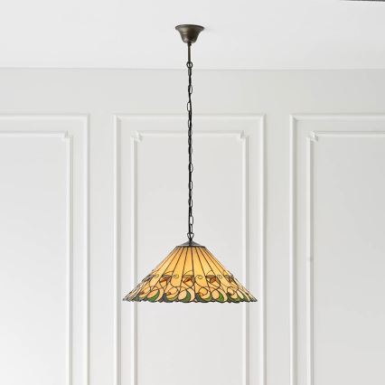 Endon 64194 - Tiffany-ljuskrona JAMELIA, kedjeupphängd, 3xE27/60W/230V Ø 50 cm