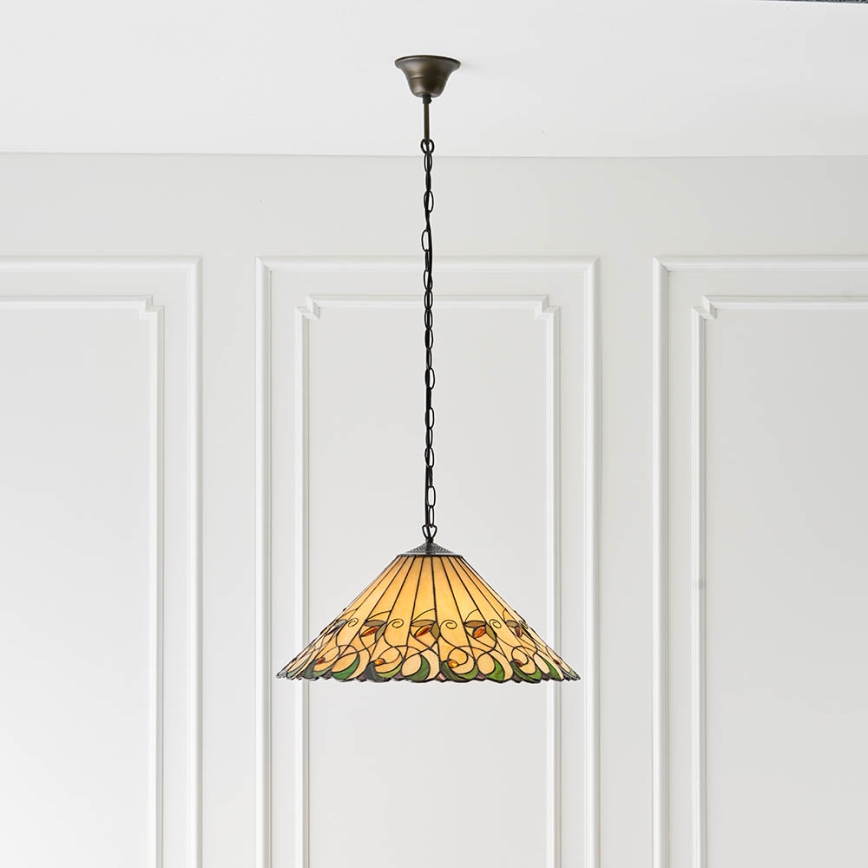 Endon 64194 - Tiffany-ljuskrona JAMELIA, kedjeupphängd, 3xE27/60W/230V Ø 50 cm