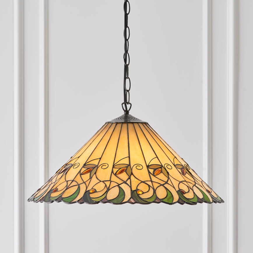 Endon 64194 - Tiffany-ljuskrona JAMELIA, kedjeupphängd, 3xE27/60W/230V Ø 50 cm