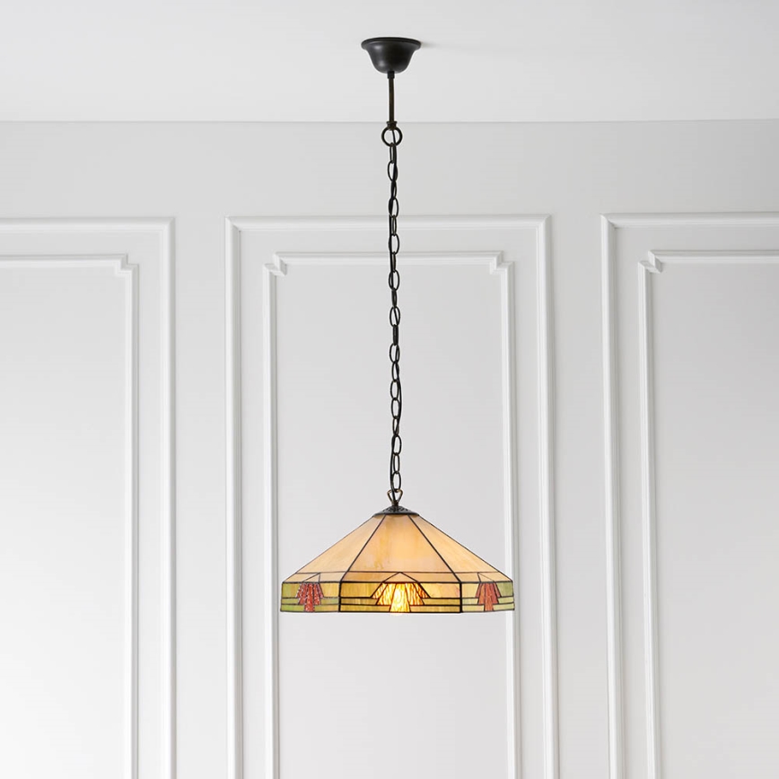 Endon 64285 - Taklampa med kedja Tiffany NEVADA 1xE27/60W/230V Ø 35 cm