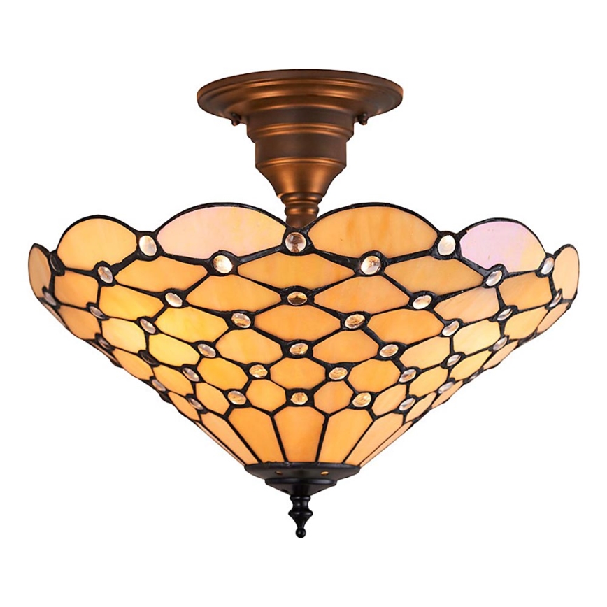 Endon 64300 - Påbyggd taklampa Tiffany PEARL 3xE27/60 W/230 V Ø 37 cm