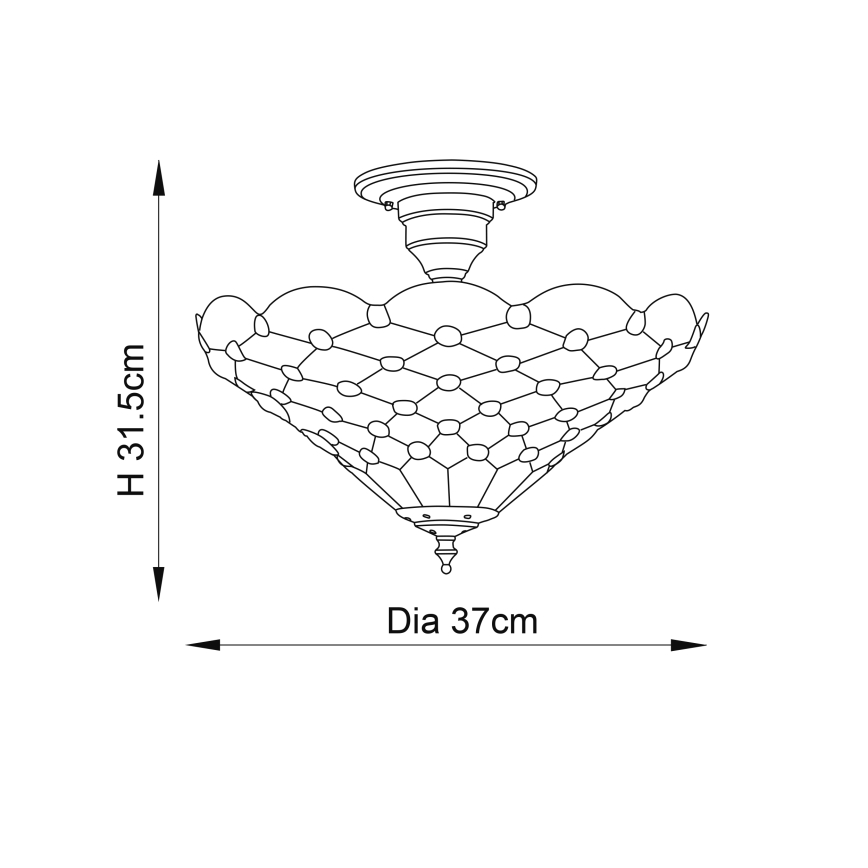 Endon 64300 - Påbyggd taklampa Tiffany PEARL 3xE27/60 W/230 V Ø 37 cm