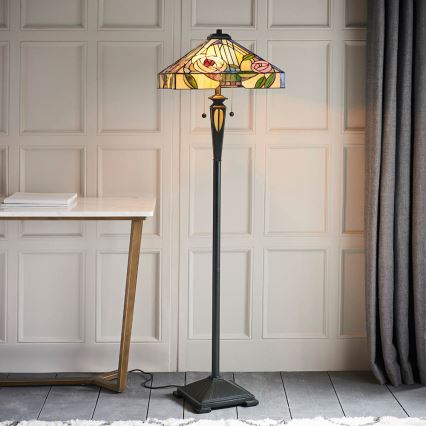 Endon 64383 - Golvlampa Tiffany WILLIOW 2xE27/60W/230V Ø 42,5 cm