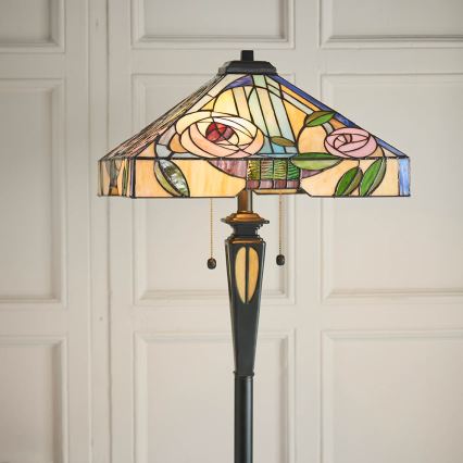 Endon 64383 - Golvlampa Tiffany WILLIOW 2xE27/60W/230V Ø 42,5 cm