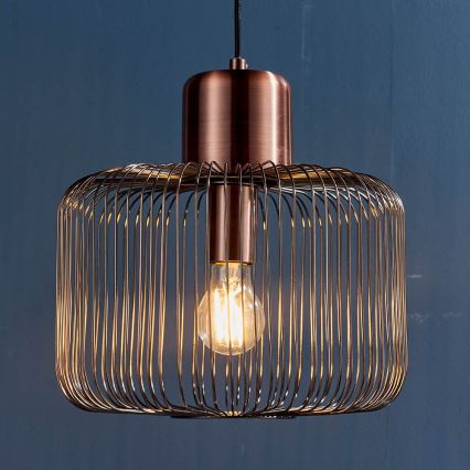 Endon 68986 - Pendellampa på vajer NICOLA 1xE27/40W/230V kopparfärgad