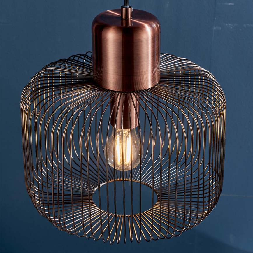 Endon 68986 - Pendellampa på vajer NICOLA 1xE27/40W/230V kopparfärgad