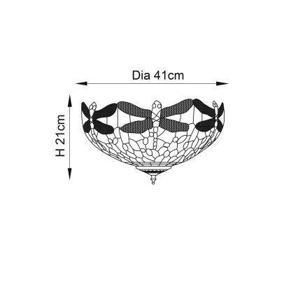 Endon 70722 - Taklampa Tiffany DRAGONFLY 2xE27/60W/230V Ø 41 cm