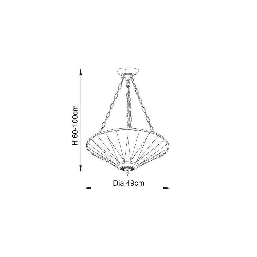 Endon 70754 - Ljuskrona på kedja DARK STAR 3xE27/60W/230V diameter 49 cm