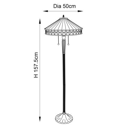 Endon 70936 - Golvlampa Tiffany FARGO 2xE27/60W/230V Ø 50 cm