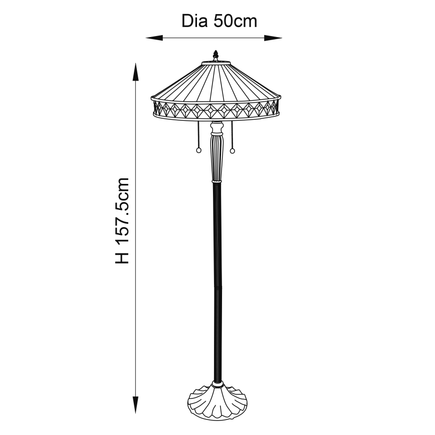 Endon 70936 - Golvlampa Tiffany FARGO 2xE27/60W/230V Ø 50 cm