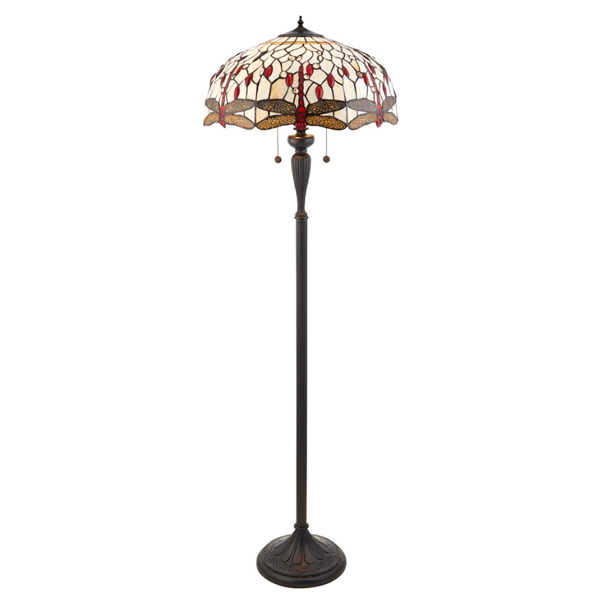 Endon 70940 - Golvlampa Tiffany DRAGONFLY 2xE27/60W/230V Ø 50 cm