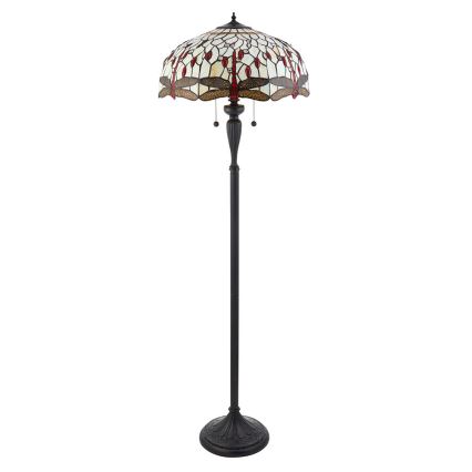 Endon 70940 - Golvlampa Tiffany DRAGONFLY 2xE27/60W/230V Ø 50 cm