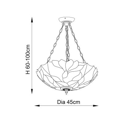 Endon 70946 - Ljuskrona på kedja BOTANICA 3xE27/60W/230V diameter 45 cm