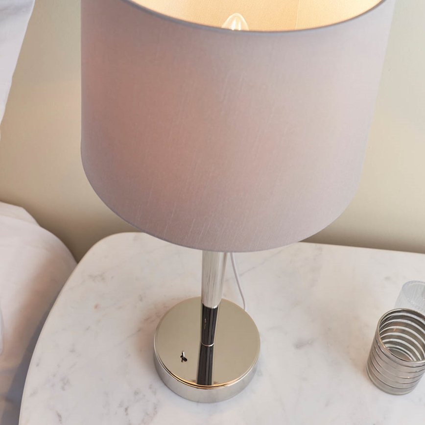 Endon 72175 - Bordslampa med USB-port SYON 1xE14/40W/230V skinande krom/beige