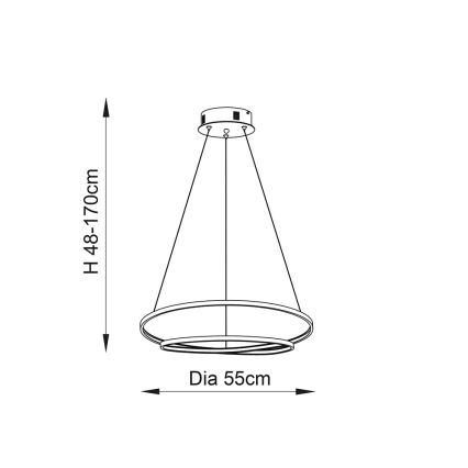 Endon 72479 - LED ljuskrona med textilsladd SCRIBBLE LED/31,5W/230V 3000K guld