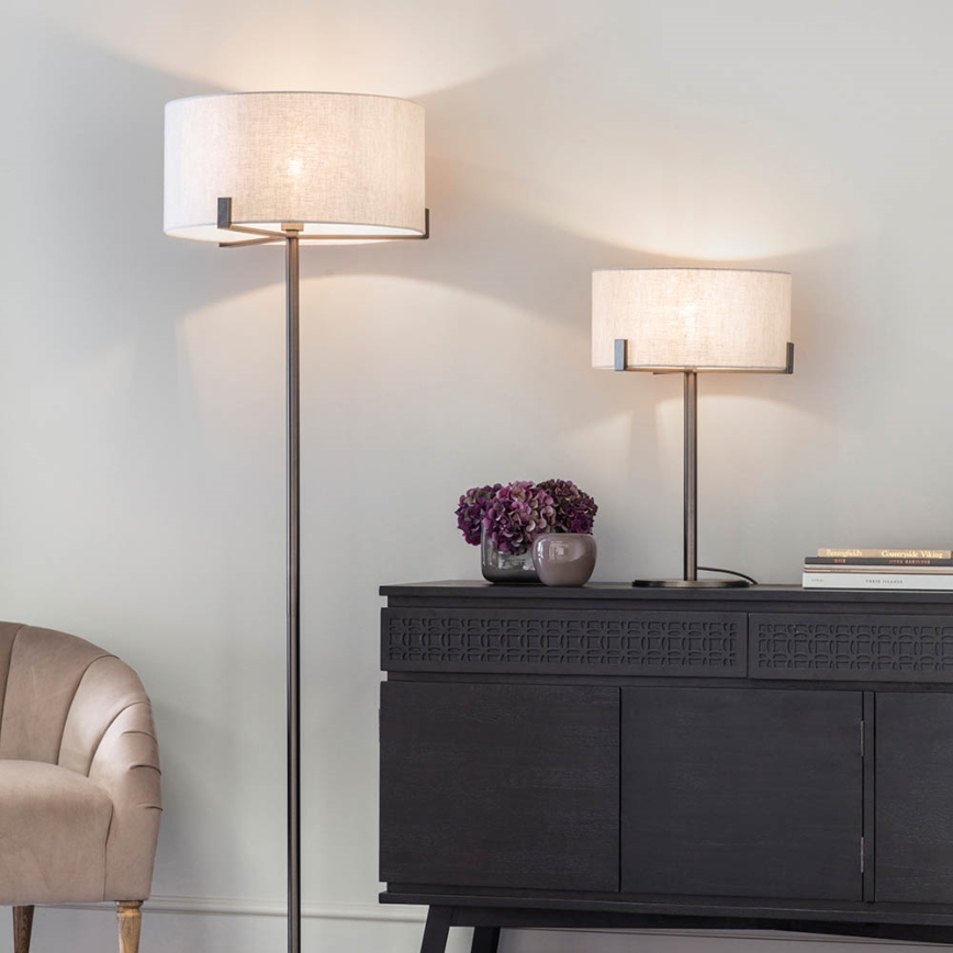 Endon 72634 - Golvlampa HAYFIELD 1xE27/40W/230V brun/grå