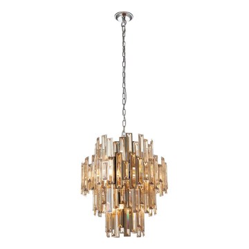 Endon 72744 - Ljuskrona i kristal med kedja VIVIANA 12xE14/40W/230V skinande krom/rökig