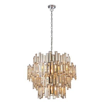 Endon 72746 - Kristallkrona med kedja VIVIANA 15xE14/40W/230V polerad krom/rökfärgad