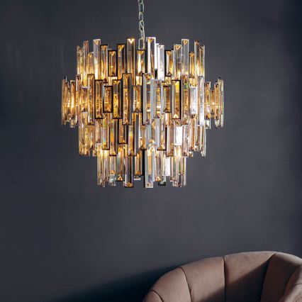 Endon 72746 - Kristallkrona med kedja VIVIANA 15xE14/40W/230V polerad krom/rökfärgad