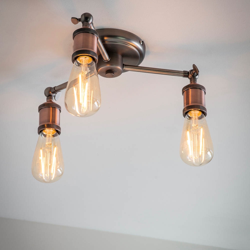 Endon 76124 - Spotlampa HAL 3xE27/10W/230V mattkrom/koppar