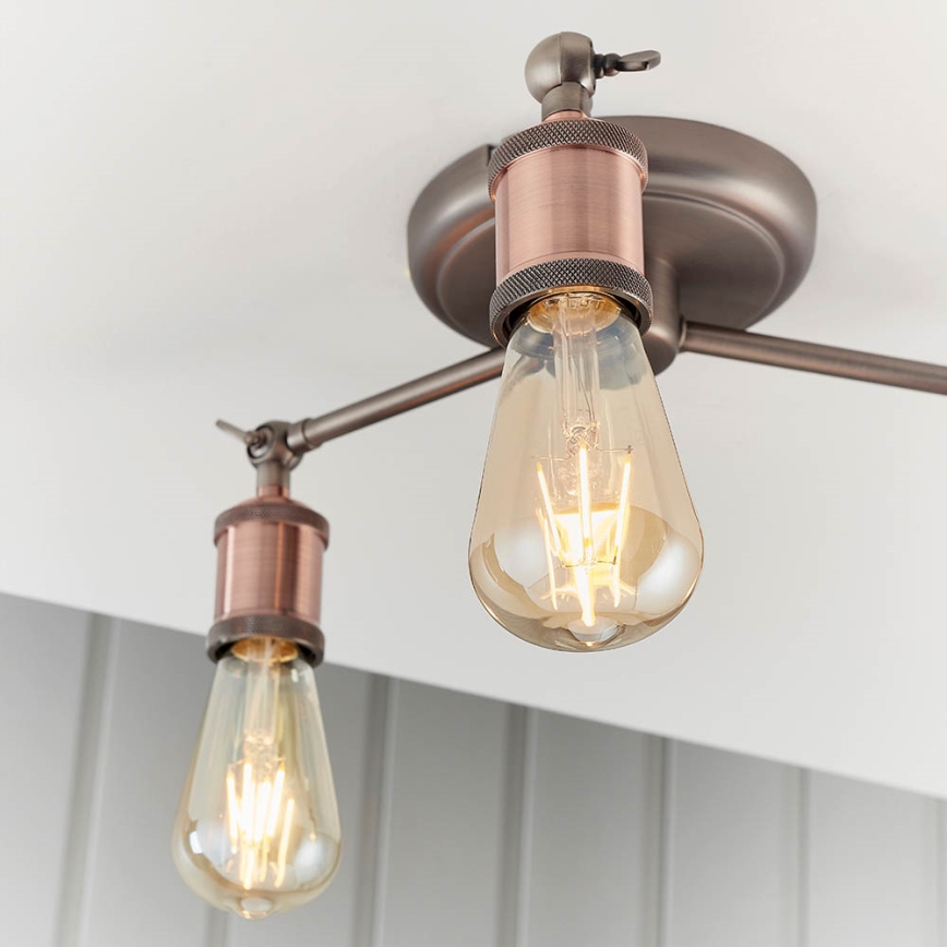 Endon 76124 - Spotlampa HAL 3xE27/10W/230V mattkrom/koppar
