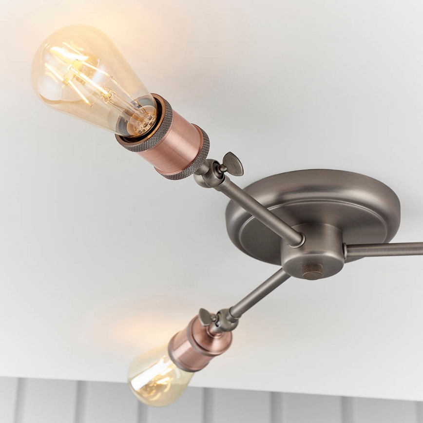 Endon 76124 - Spotlampa HAL 3xE27/10W/230V mattkrom/koppar