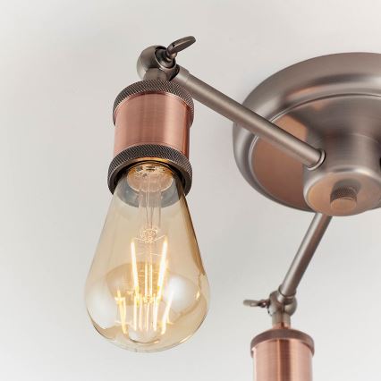 Endon 76124 - Spotlampa HAL 3xE27/10W/230V mattkrom/koppar