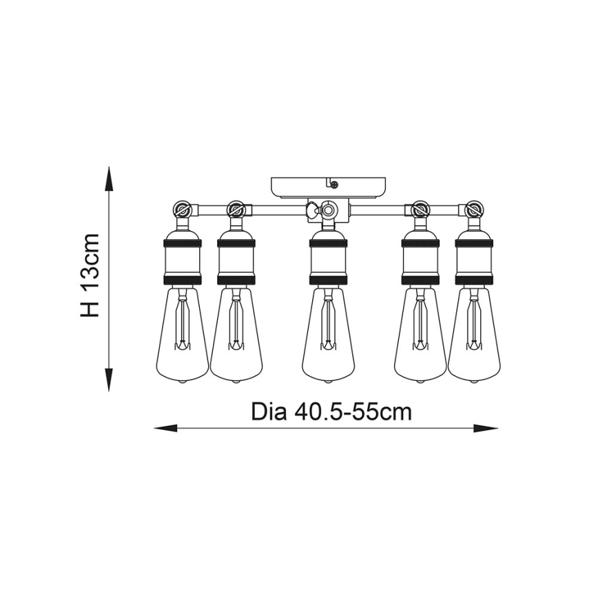 Endon 76336 - Spotarmatur HAL 5xE27/40W/230V matt krom/koppar