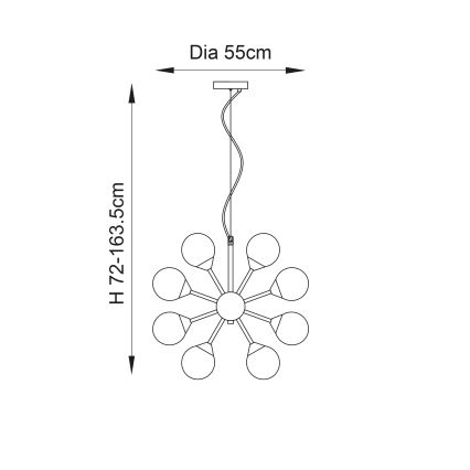 Endon 76499 - OSCAR taklampa på kabel 28xG9/18W/230V, guld