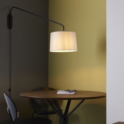 Endon 79380 - Vägglampa CARLSON 1xE27/40W/230V grå/svart