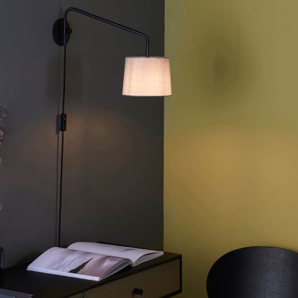 Endon 79500 - Vägglampa CARLSON 1xE14/40W/230V grå/svart