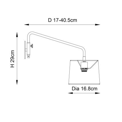 Endon 79500 - Vägglampa CARLSON 1xE14/40W/230V grå/svart