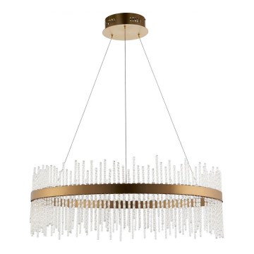 Endon 81908 - LED ljusreglerad ljuskrona på textilsladd ADRIEL LED/58W/230V 3000K diameter 70 cm guld/genomskinlig