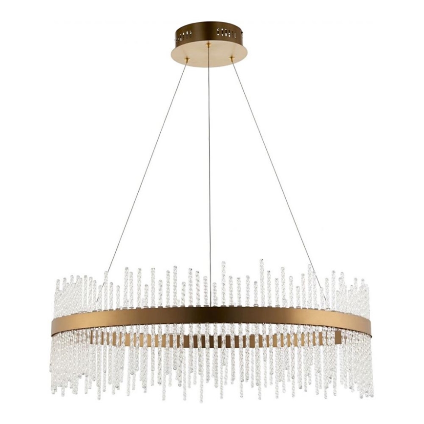 Endon 81908 - LED ljusreglerad ljuskrona på textilsladd ADRIEL LED/58W/230V 3000K diameter 70 cm guld/genomskinlig