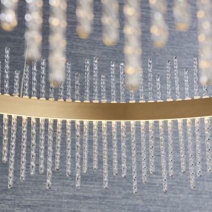 Endon 81908 - LED ljusreglerad ljuskrona på textilsladd ADRIEL LED/58W/230V 3000K diameter 70 cm guld/genomskinlig