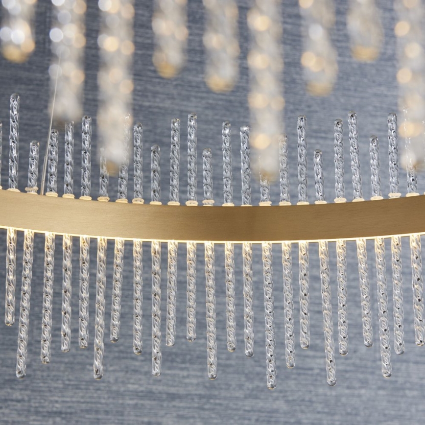 Endon 81908 - LED ljusreglerad ljuskrona på textilsladd ADRIEL LED/58W/230V 3000K diameter 70 cm guld/genomskinlig