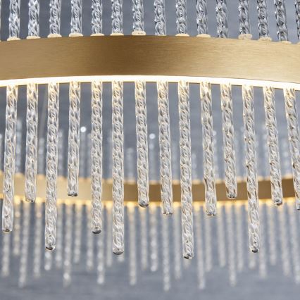 Endon 81908 - LED ljusreglerad ljuskrona på textilsladd ADRIEL LED/58W/230V 3000K diameter 70 cm guld/genomskinlig