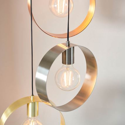 Endon 81922 - Takpendel HOOP 3xE27/40W/230V guld/koppar/matt krom