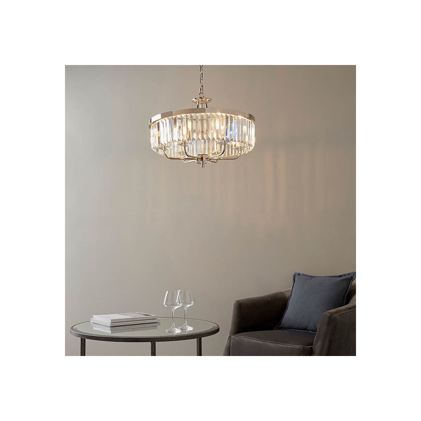 Endon 90263 - Ljuskrona med kedja CHESTERFIELD 6xE14/6W/230V Ø 55 cm polerad krom